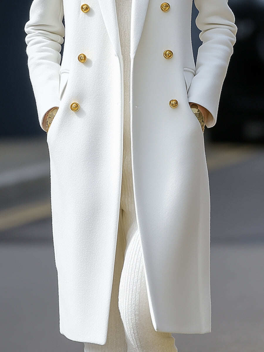 White Double-Breasted Longline Coat