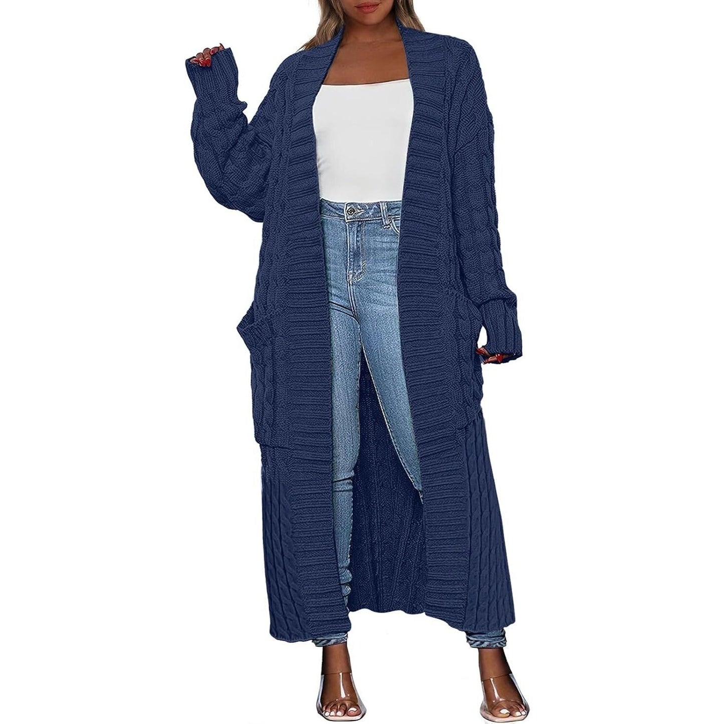 Women's Long Cardigan 2026 Oversized Coat Long Sleeve Open Cardigan Knitted Extra