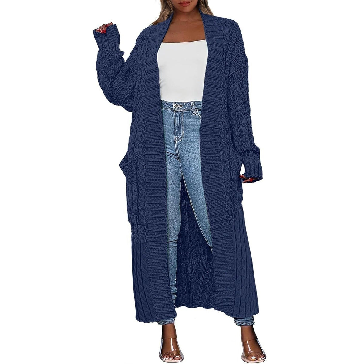 Women's Long Cardigan 2026 Oversized Coat Long Sleeve Open Cardigan Knitted Extra