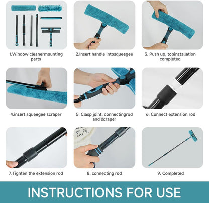 Professional 2-in-1 Window Squeegee Cleaner Tool