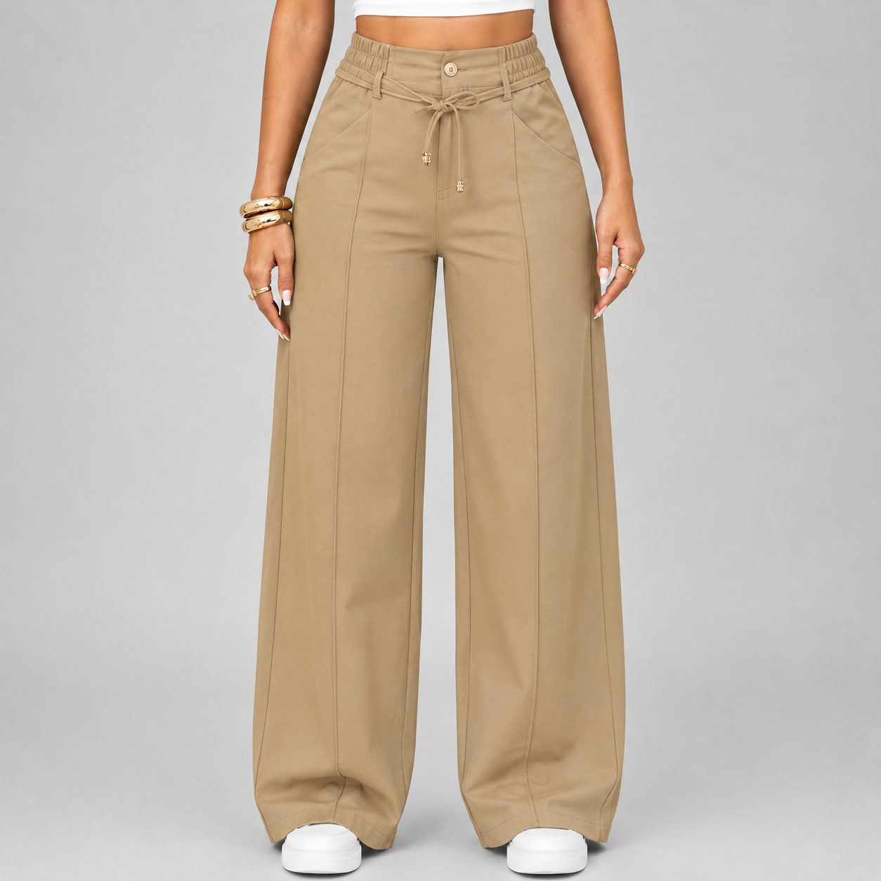 ⚡ New Arrival Casual Loose Fit Drawstring High Waist Wide Leg Pants