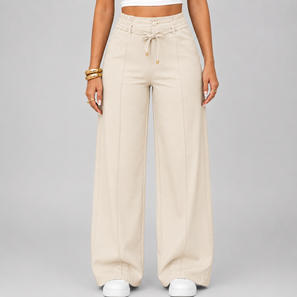 ⚡ New Arrival Casual Loose Fit Drawstring High Waist Wide Leg Pants