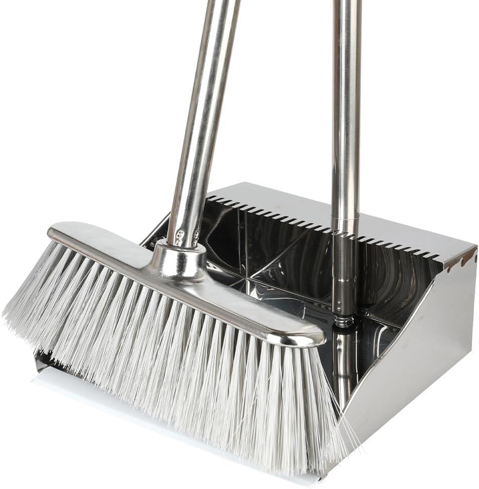 Metal Dustpan with Broom Set
