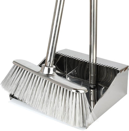 Metal Dustpan with Broom Set