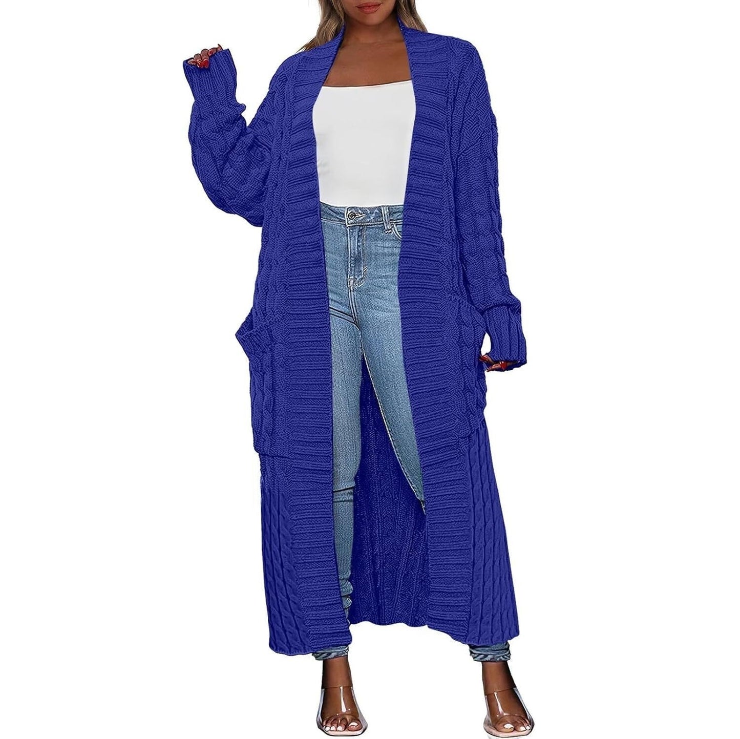 Women's Long Cardigan 2026 Oversized Coat Long Sleeve Open Cardigan Knitted Extra