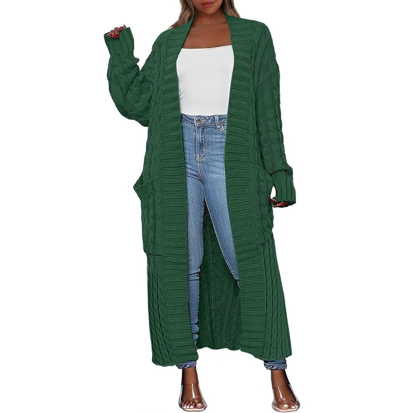 Women's Long Cardigan 2026 Oversized Coat Long Sleeve Open Cardigan Knitted Extra