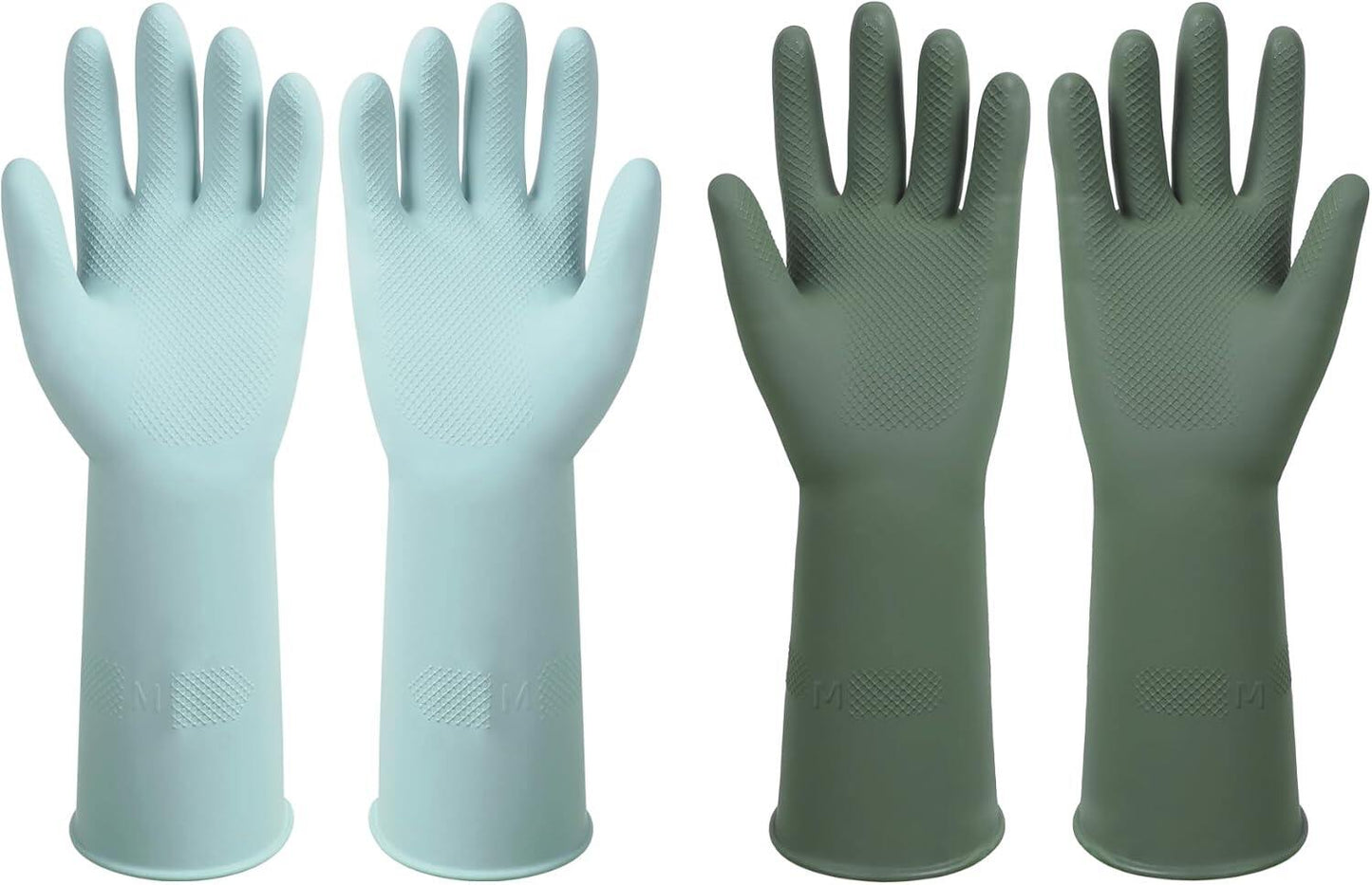 Dishwashing Rubber Gloves Reusable Kitchen Gloves 2Pairs Cleaning Gloves
