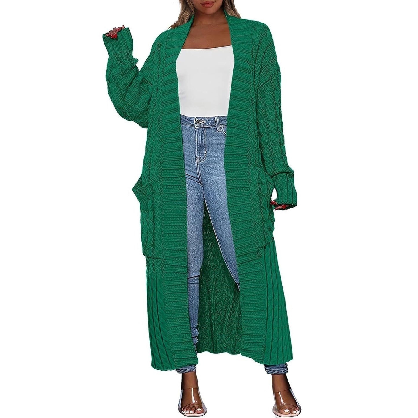 Women's Long Cardigan 2026 Oversized Coat Long Sleeve Open Cardigan Knitted Extra