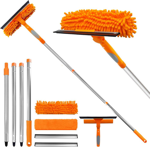 Squeegee Window Cleaner 2 in 1 Rotatable Window Cleaning Tool Kit with Extension Pole