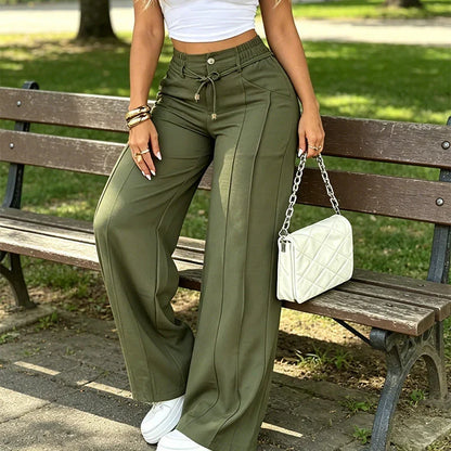 ⚡ New Arrival Casual Loose Fit Drawstring High Waist Wide Leg Pants