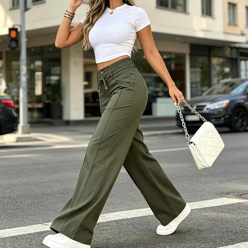 ⚡ New Arrival Casual Loose Fit Drawstring High Waist Wide Leg Pants