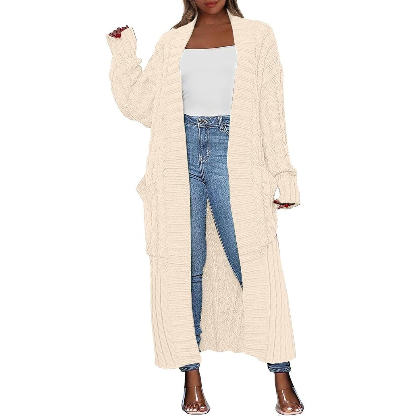 Women's Long Cardigan 2026 Oversized Coat Long Sleeve Open Cardigan Knitted Extra