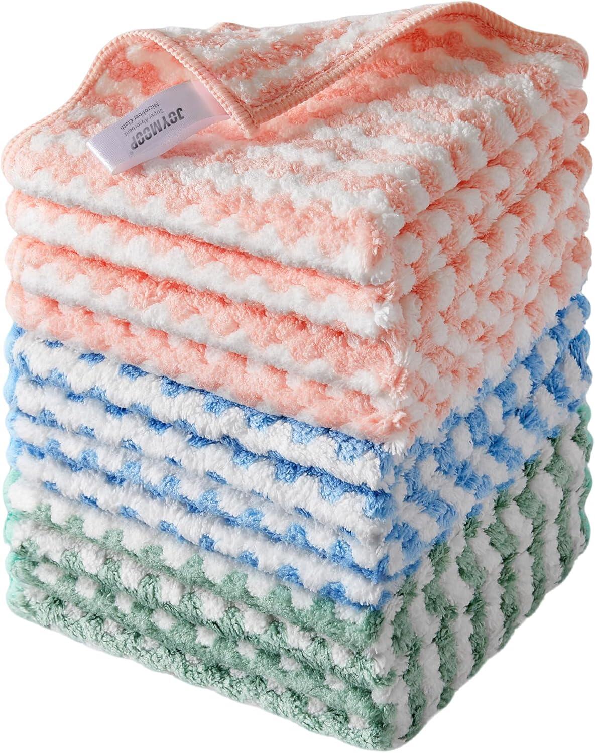 18 Pack Microfiber Cleaning Cloth, Kitchen Towels for Dish Drying Washing