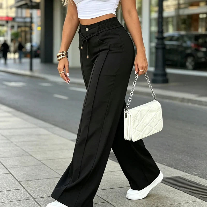 ⚡ New Arrival Casual Loose Fit Drawstring High Waist Wide Leg Pants