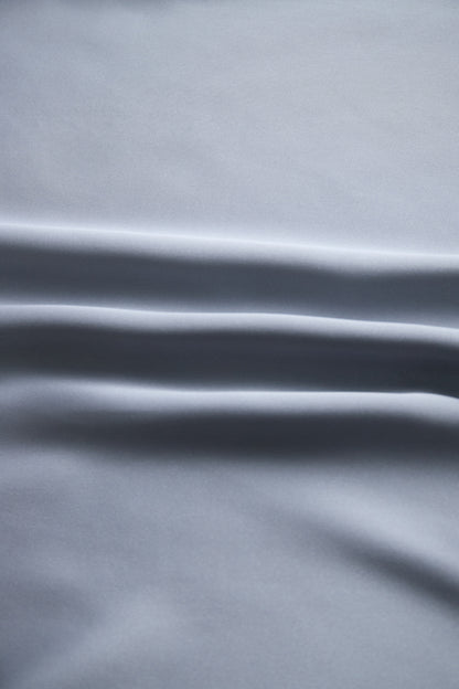 Silver Satin Blouse with Plunging V-Neck