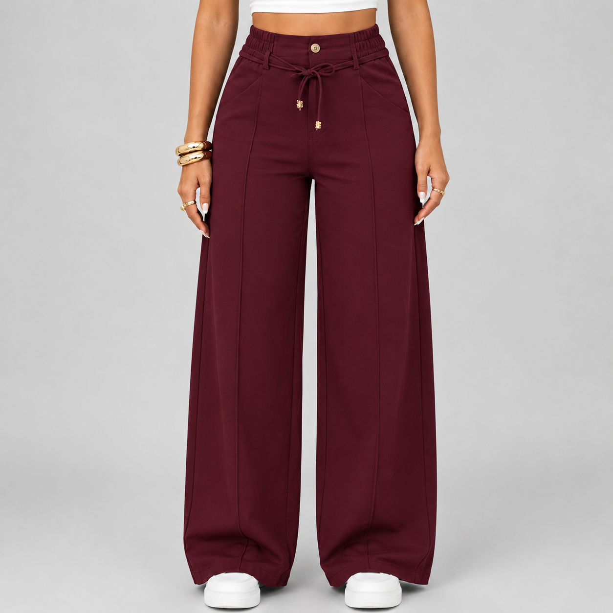 ⚡ New Arrival Casual Loose Fit Drawstring High Waist Wide Leg Pants