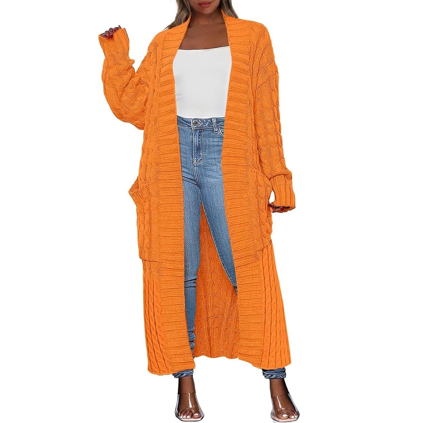 Women's Long Cardigan 2026 Oversized Coat Long Sleeve Open Cardigan Knitted Extra