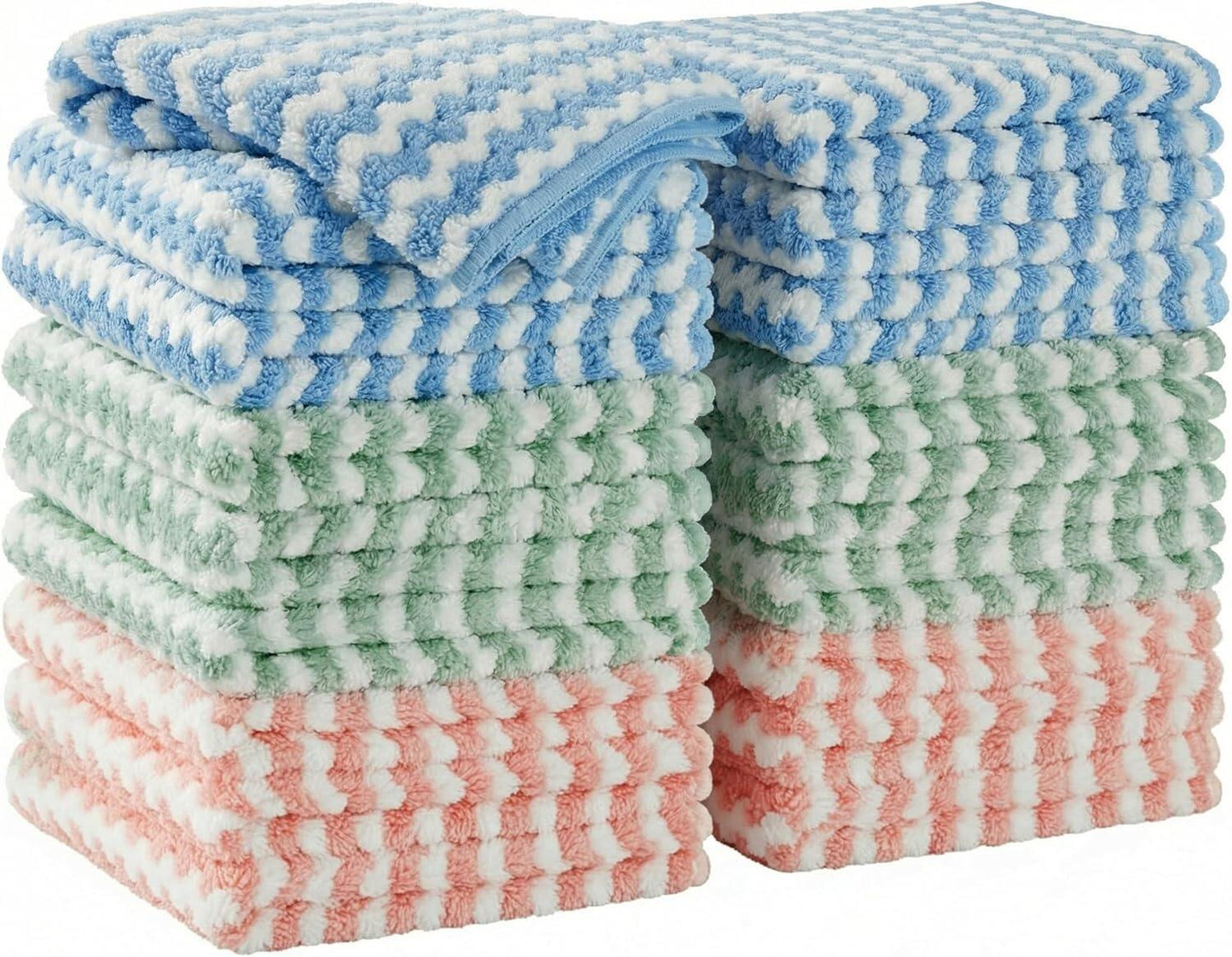 18 Pack Microfiber Cleaning Cloth, Kitchen Towels for Dish Drying Washing