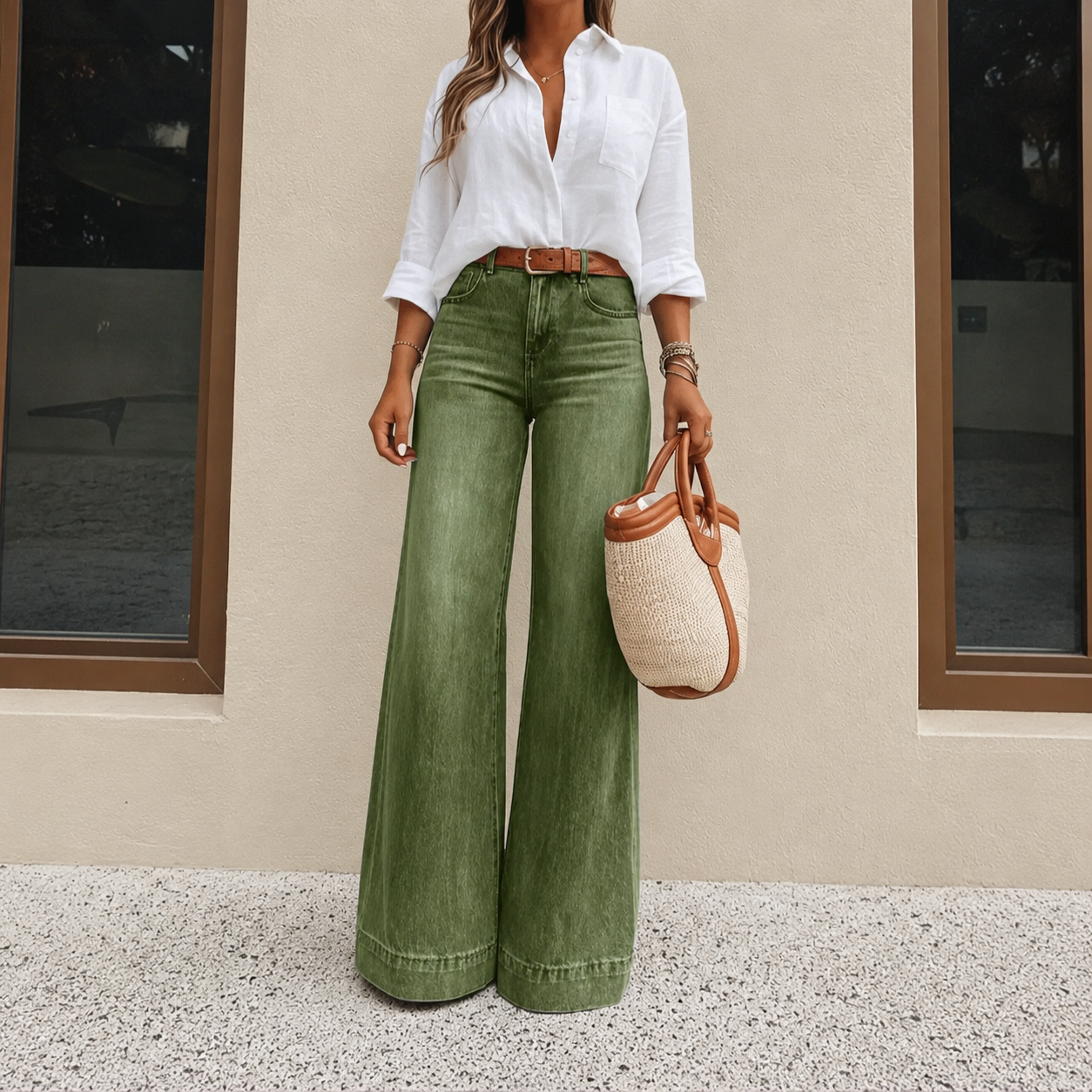 Women's Loose Fit Baggy Oversized Straight Leg Denim Jeans with Pockets