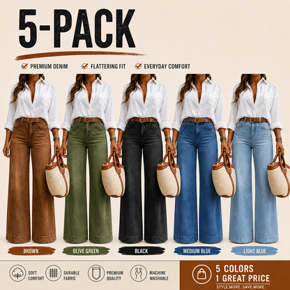 Women's Loose Fit Baggy Oversized Straight Leg Denim Jeans with Pockets
