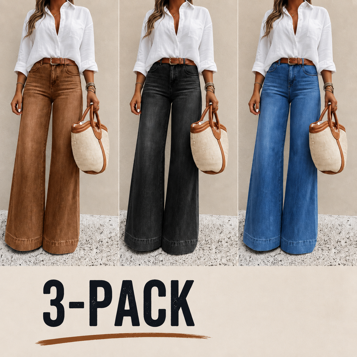 Women's Loose Fit Baggy Oversized Straight Leg Denim Jeans with Pockets
