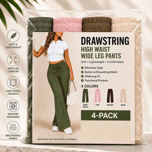 ⚡New Summer Drawstring High Waist Wide Leg Pants