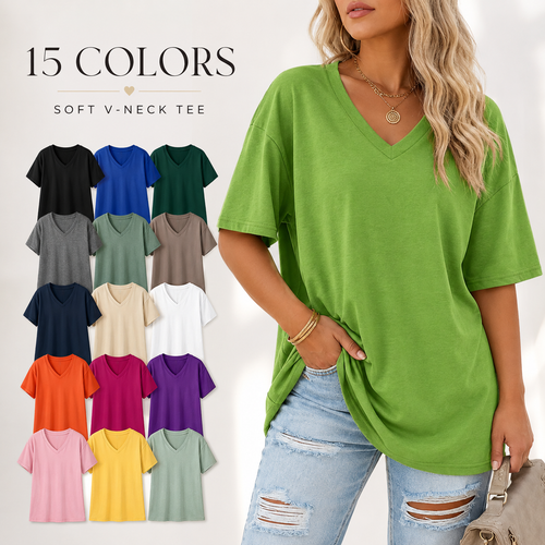 【End of Summer Sale】Women's V Neck T Shirts Summer Half Sleeve Tee