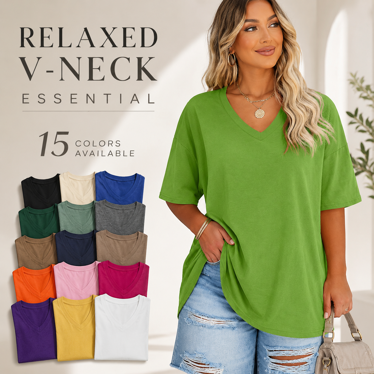 【End of Summer Sale】Women's V Neck T Shirts Summer Half Sleeve Tee