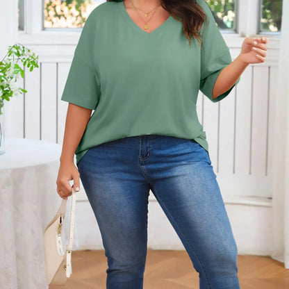 【End of Summer Sale】Women's V Neck T Shirts Summer Half Sleeve Tee