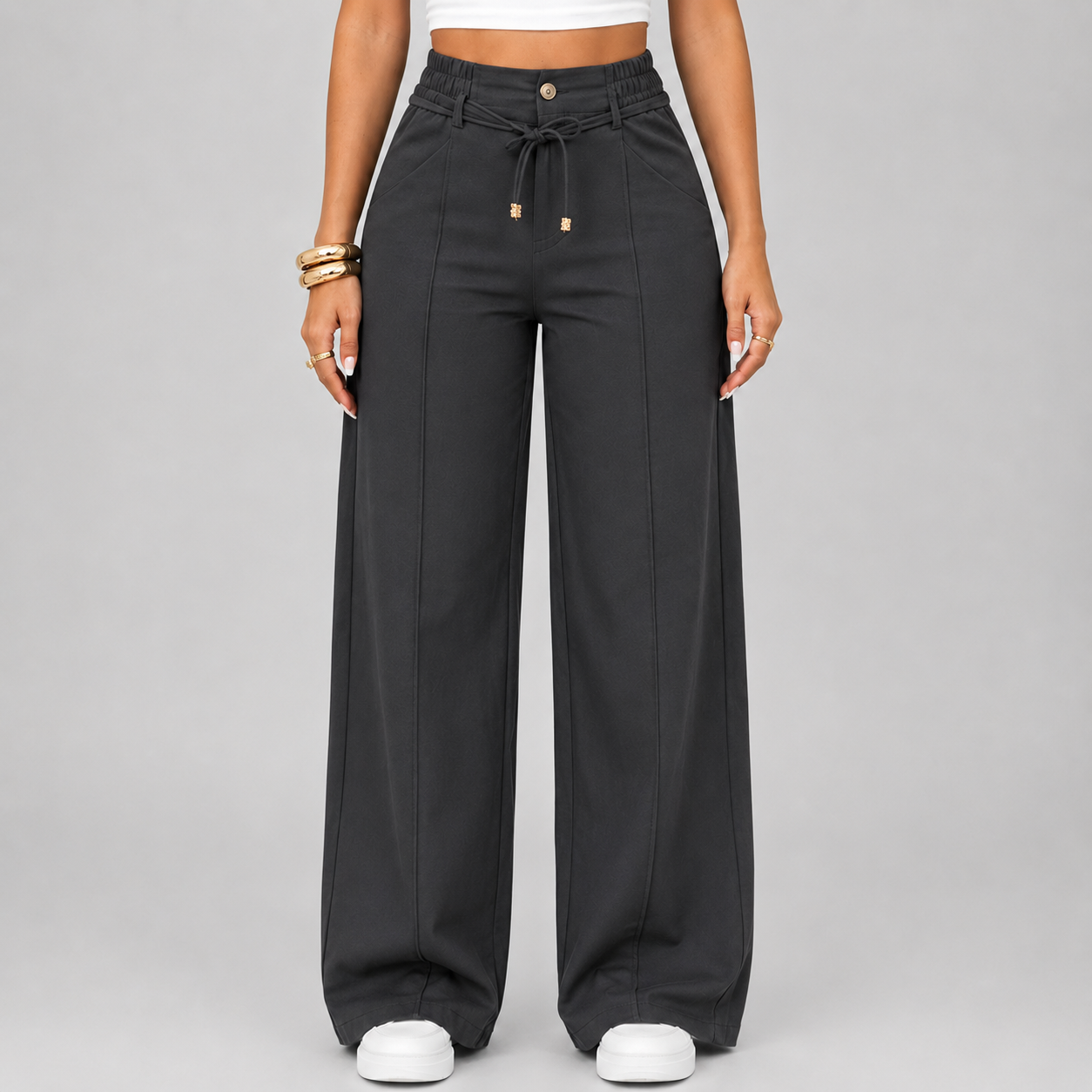 ⚡ New Arrival Casual Loose Fit Drawstring High Waist Wide Leg Pants