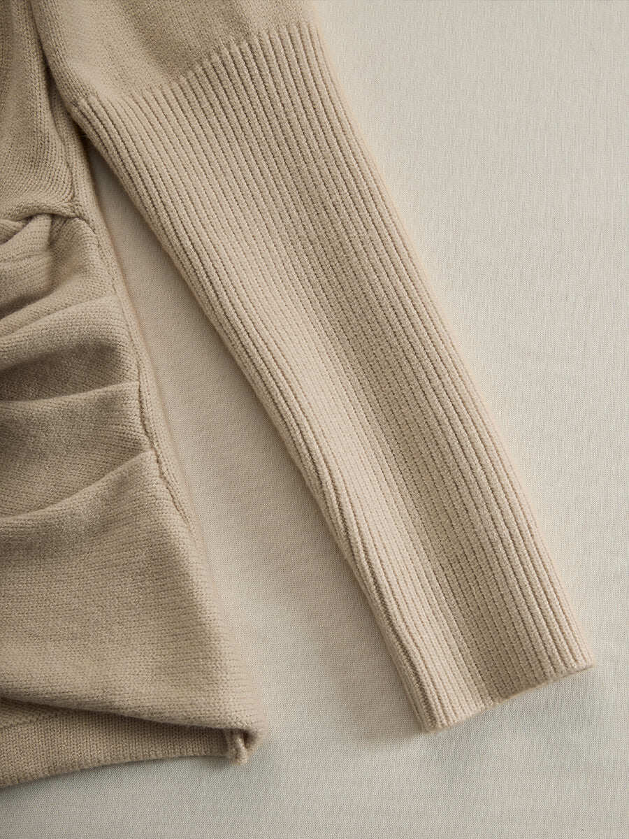 Taupe Draped Knit Wrap Top