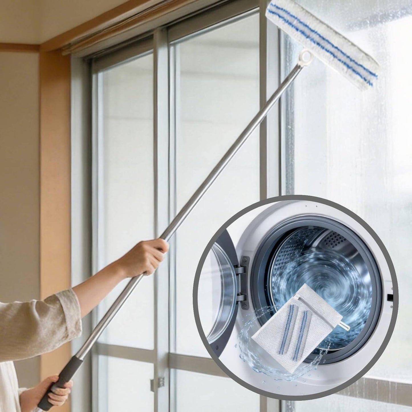 Telescopic 2-in-1 Squeegee for Window Cleaning