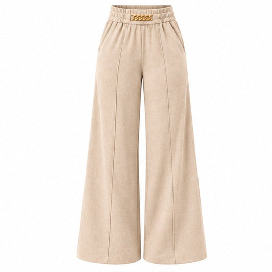[LAST DAY SALE]High Waisted Chain Detail Wide Leg Pants