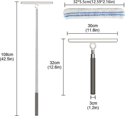 Telescopic 2-in-1 Squeegee for Window Cleaning