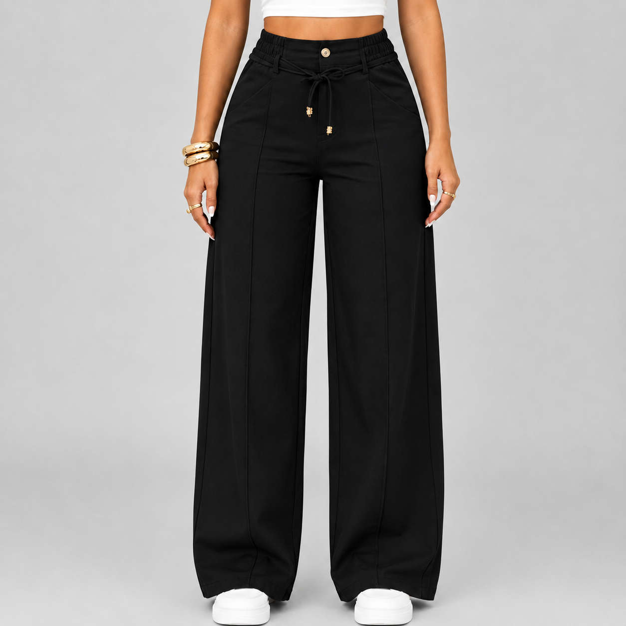 ⚡ New Arrival Casual Loose Fit Drawstring High Waist Wide Leg Pants
